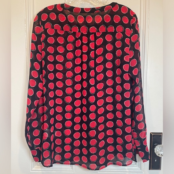 Banana Republic Black and Red Polka Dot Button Up Blouse - Size S - Picture 2 of 6